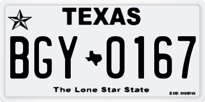 TX license plate BGY0167