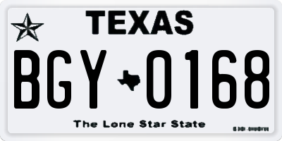 TX license plate BGY0168
