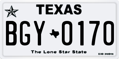 TX license plate BGY0170