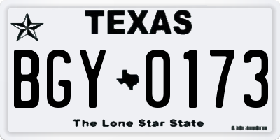 TX license plate BGY0173