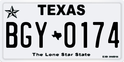 TX license plate BGY0174