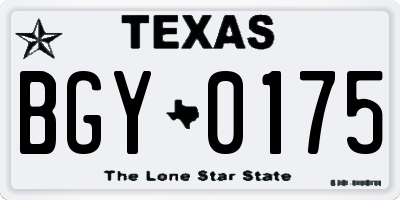 TX license plate BGY0175