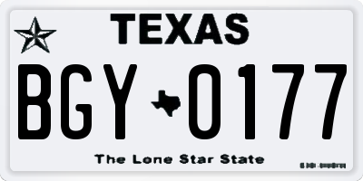 TX license plate BGY0177