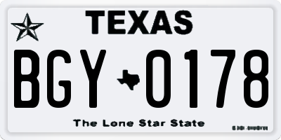 TX license plate BGY0178