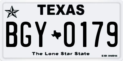 TX license plate BGY0179