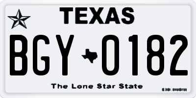 TX license plate BGY0182