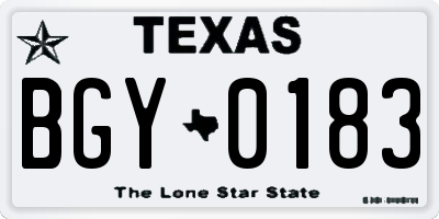 TX license plate BGY0183