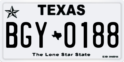 TX license plate BGY0188