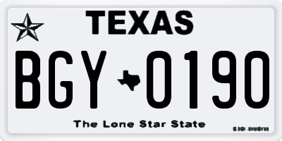 TX license plate BGY0190
