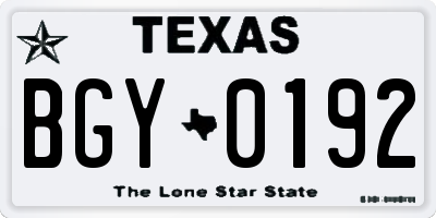 TX license plate BGY0192
