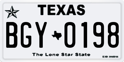 TX license plate BGY0198