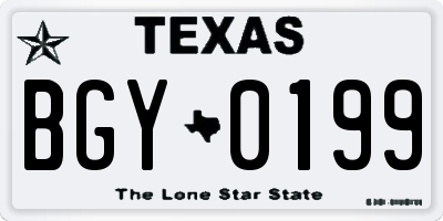 TX license plate BGY0199