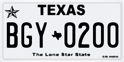 TX license plate BGY0200
