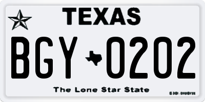 TX license plate BGY0202