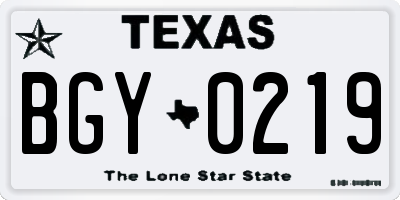 TX license plate BGY0219