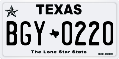 TX license plate BGY0220