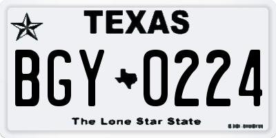 TX license plate BGY0224