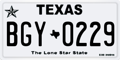 TX license plate BGY0229