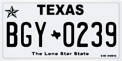 TX license plate BGY0239
