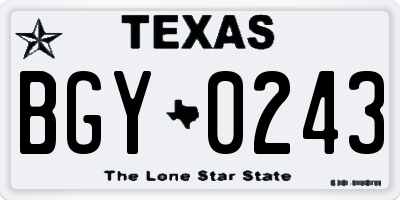 TX license plate BGY0243