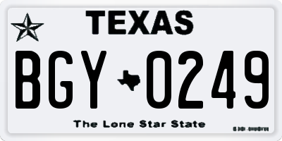 TX license plate BGY0249