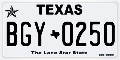 TX license plate BGY0250