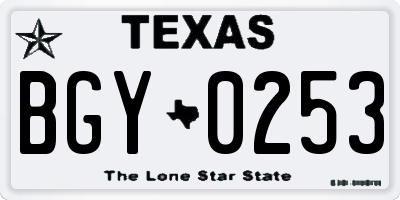 TX license plate BGY0253