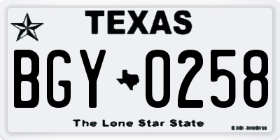 TX license plate BGY0258