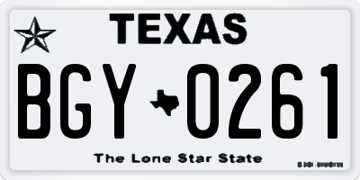 TX license plate BGY0261