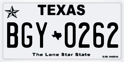 TX license plate BGY0262