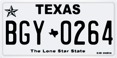 TX license plate BGY0264