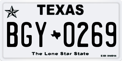 TX license plate BGY0269
