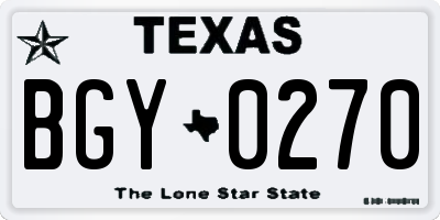 TX license plate BGY0270