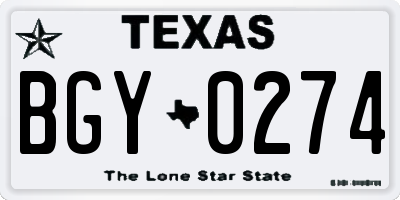 TX license plate BGY0274