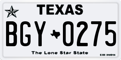 TX license plate BGY0275