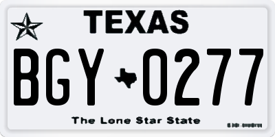 TX license plate BGY0277