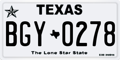 TX license plate BGY0278
