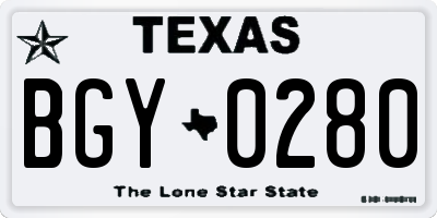 TX license plate BGY0280