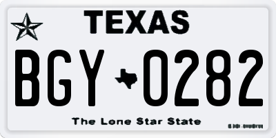 TX license plate BGY0282