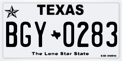 TX license plate BGY0283