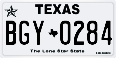 TX license plate BGY0284