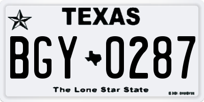TX license plate BGY0287