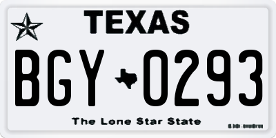 TX license plate BGY0293