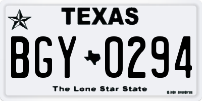 TX license plate BGY0294