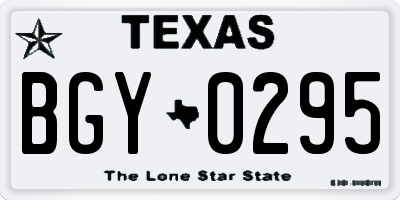 TX license plate BGY0295