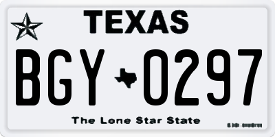 TX license plate BGY0297