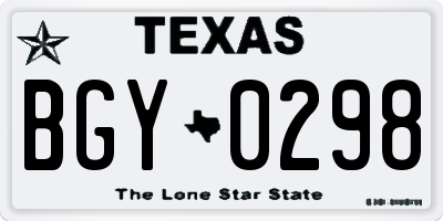 TX license plate BGY0298