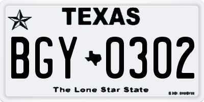TX license plate BGY0302