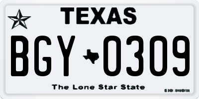 TX license plate BGY0309