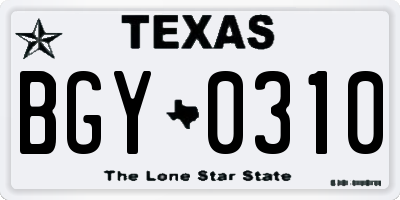 TX license plate BGY0310